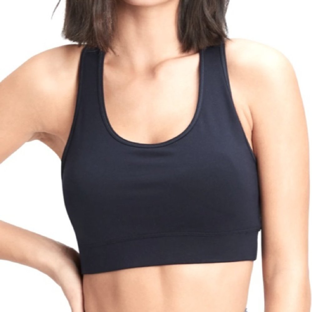 GapFit Racer Back Breathable Moisture Wicking Black Sports Bra sz M EUC